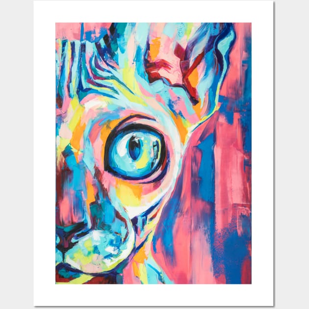 Conceptual abstract painting of the muzzle of a Sphynx cat. Wall Art by MariDein